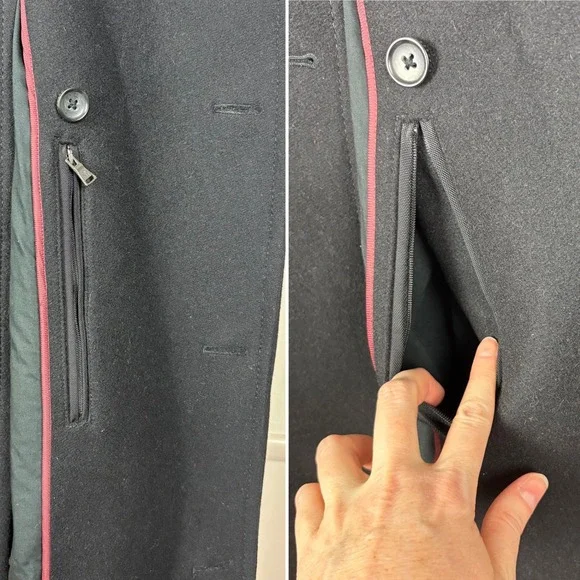 Express Men's Wool Blend Pea Coat Sz XL Black Double Breasted Classic Old Money